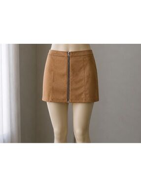 Bellivera Faux Suede Zip Front Mini Skirt Size M